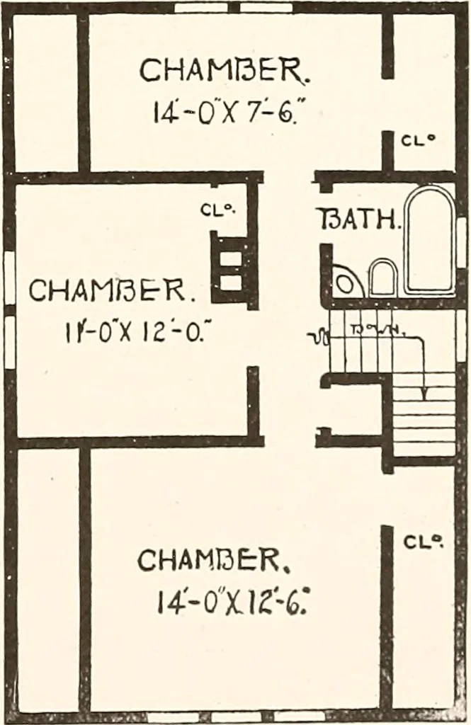 An illustration from The plan book of American dwellings : being a compilation of original home designs, showing actual photographic exteriors and floor plans of moderately priced bungalows, cottages, residences, 1914, leaf 42