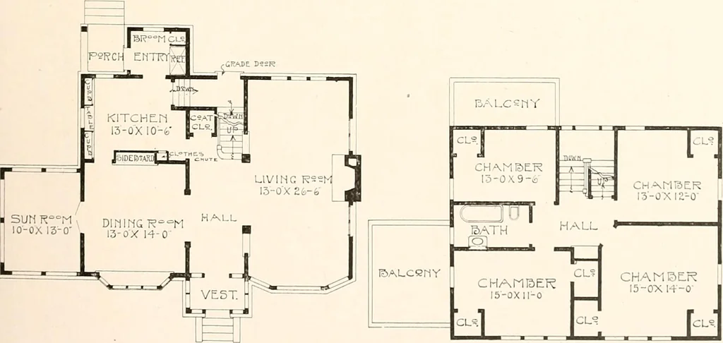 An illustration from The plan book of American dwellings : being a compilation of original home designs, showing actual photographic exteriors and floor plans of moderately priced bungalows, cottages, residences, 1914, leaf 48