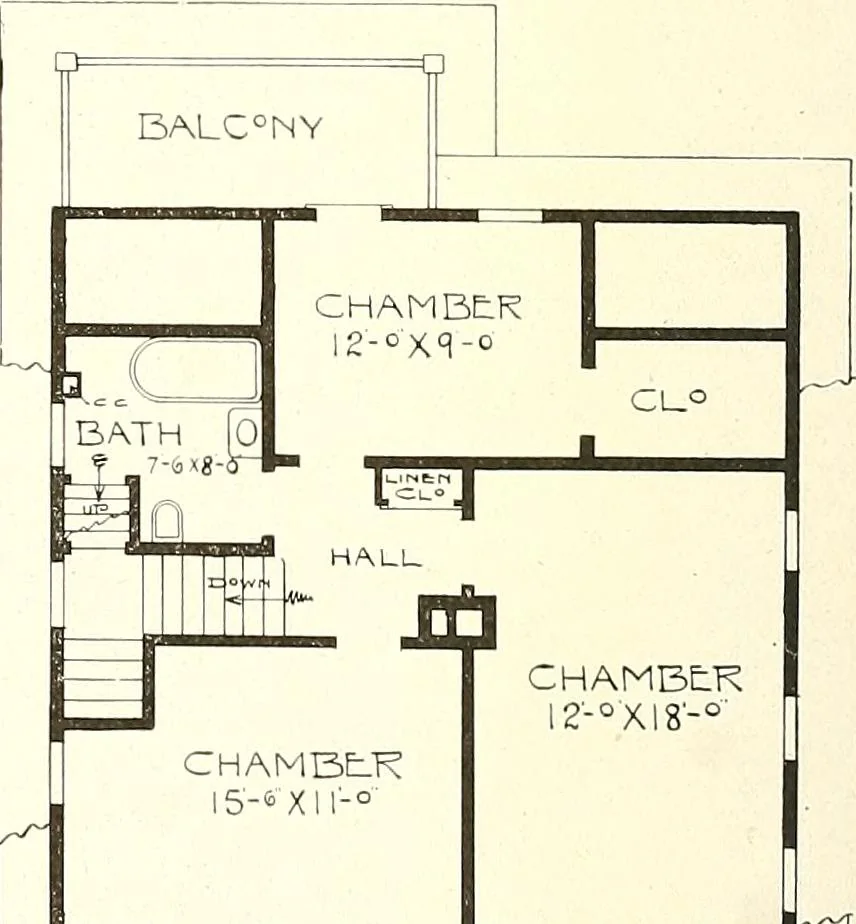 An illustration from The plan book of American dwellings : being a compilation of original home designs, showing actual photographic exteriors and floor plans of moderately priced bungalows, cottages, residences, 1914, leaf 49