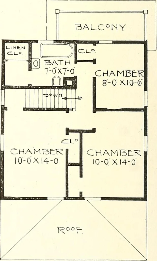 An illustration from The plan book of American dwellings : being a compilation of original home designs, showing actual photographic exteriors and floor plans of moderately priced bungalows, cottages, residences, 1914, leaf 55