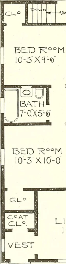 An illustration from The plan book of American dwellings : being a compilation of original home designs, showing actual photographic exteriors and floor plans of moderately priced bungalows, cottages, residences, 1914, leaf 57