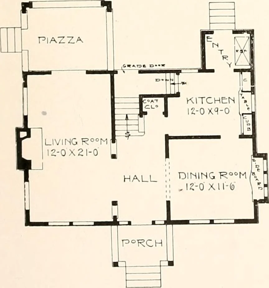 An illustration from The plan book of American dwellings : being a compilation of original home designs, showing actual photographic exteriors and floor plans of moderately priced bungalows, cottages, residences, 1914, leaf 60