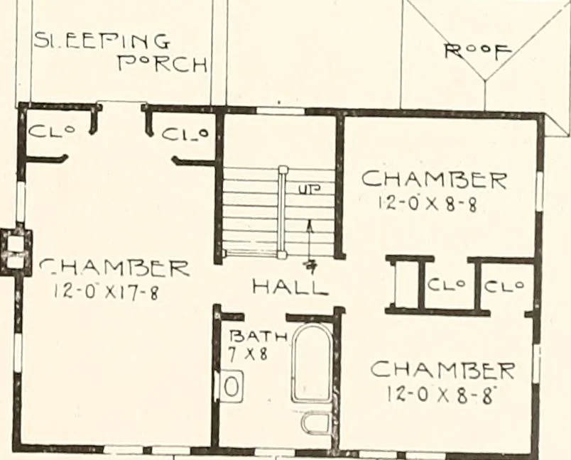 An illustration from The plan book of American dwellings : being a compilation of original home designs, showing actual photographic exteriors and floor plans of moderately priced bungalows, cottages, residences, 1914, leaf 60