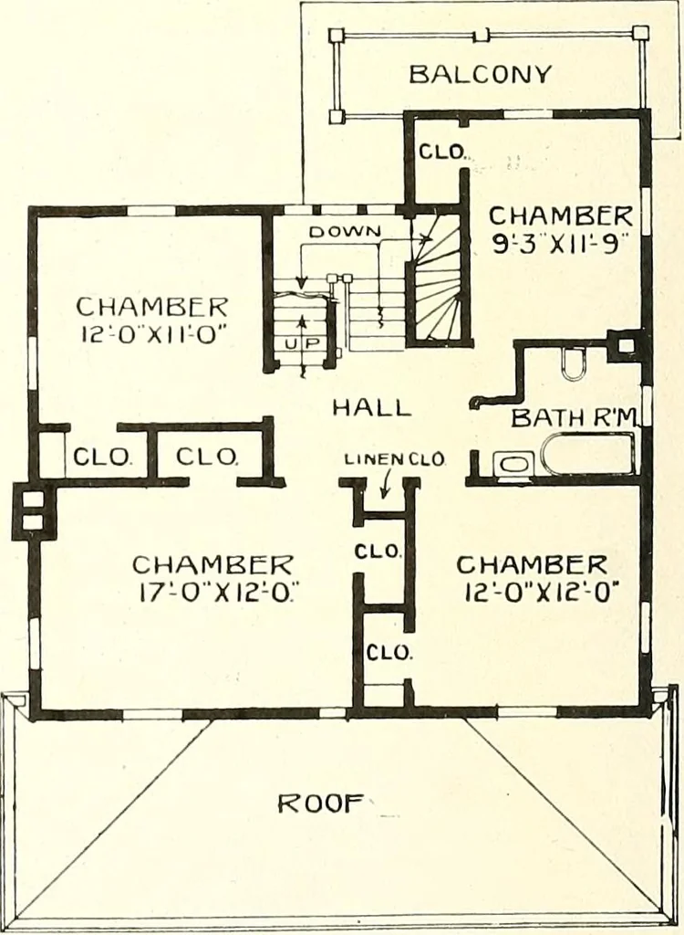 An illustration from The plan book of American dwellings : being a compilation of original home designs, showing actual photographic exteriors and floor plans of moderately priced bungalows, cottages, residences, 1914, leaf 63