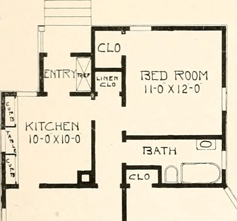 An illustration from The plan book of American dwellings : being a compilation of original home designs, showing actual photographic exteriors and floor plans of moderately priced bungalows, cottages, residences, 1914, leaf 64