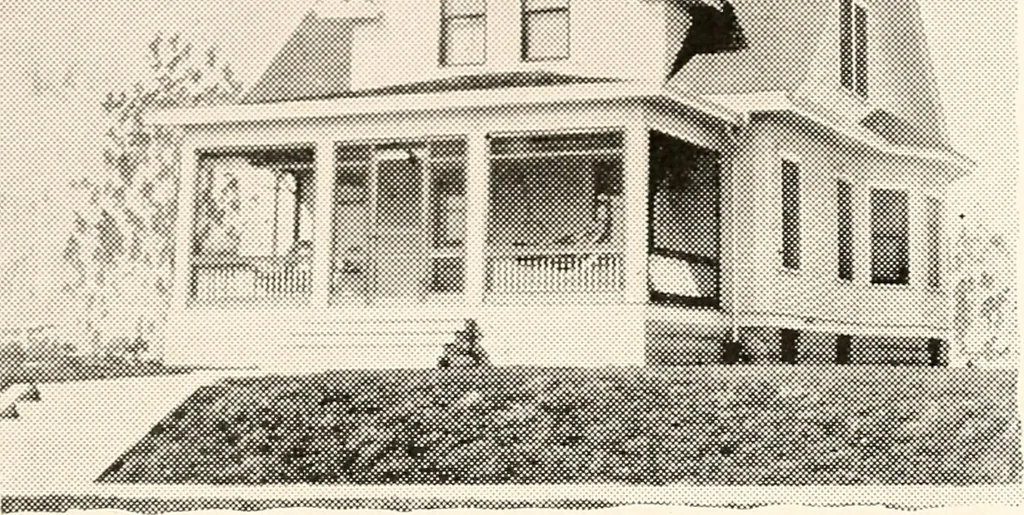 An illustration from The plan book of American dwellings : being a compilation of original home designs, showing actual photographic exteriors and floor plans of moderately priced bungalows, cottages, residences, 1914, leaf 70