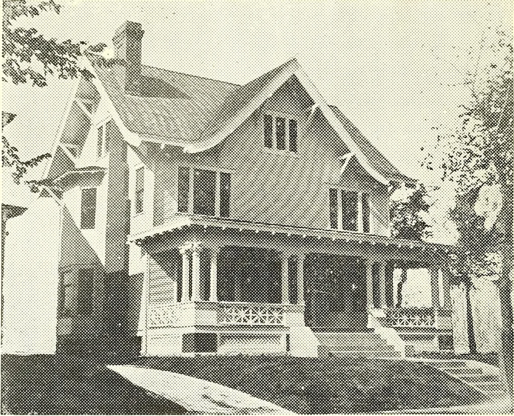 An illustration from The plan book of American dwellings : being a compilation of original home designs, showing actual photographic exteriors and floor plans of moderately priced bungalows, cottages, residences, 1914, leaf 75
