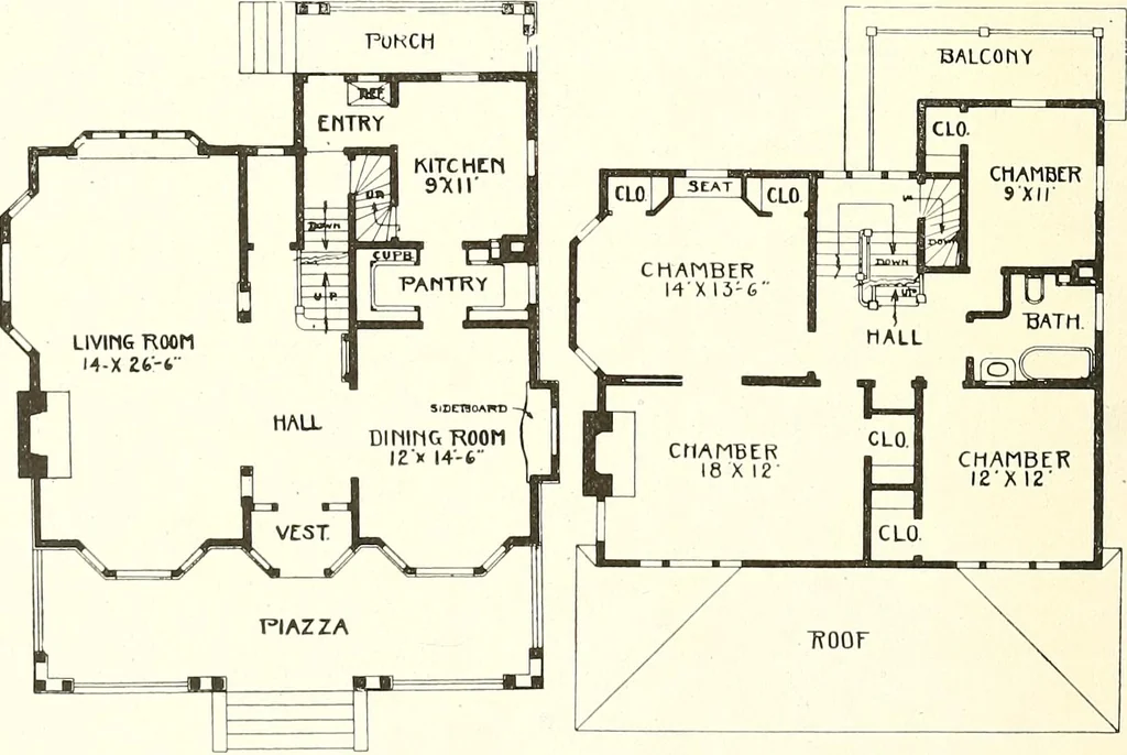 An illustration from The plan book of American dwellings : being a compilation of original home designs, showing actual photographic exteriors and floor plans of moderately priced bungalows, cottages, residences, 1914, leaf 75