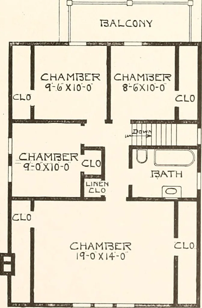 An illustration from The plan book of American dwellings : being a compilation of original home designs, showing actual photographic exteriors and floor plans of moderately priced bungalows, cottages, residences, 1914, leaf 76