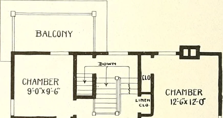 An illustration from The plan book of American dwellings : being a compilation of original home designs, showing actual photographic exteriors and floor plans of moderately priced bungalows, cottages, residences, 1914, leaf 77