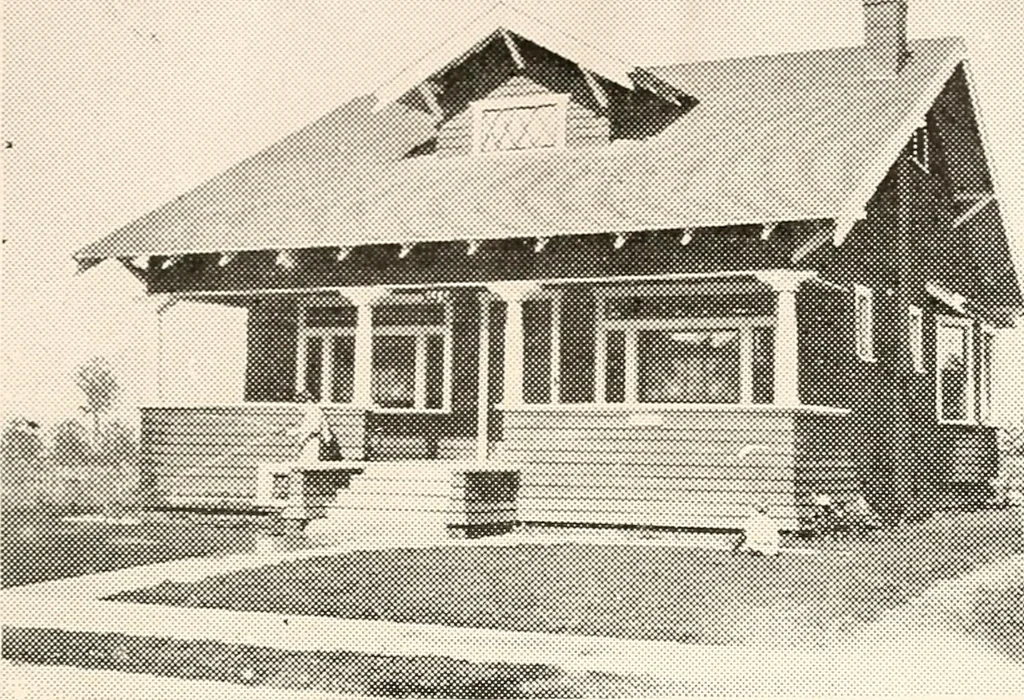 An illustration from The plan book of American dwellings : being a compilation of original home designs, showing actual photographic exteriors and floor plans of moderately priced bungalows, cottages, residences, 1914, leaf 78