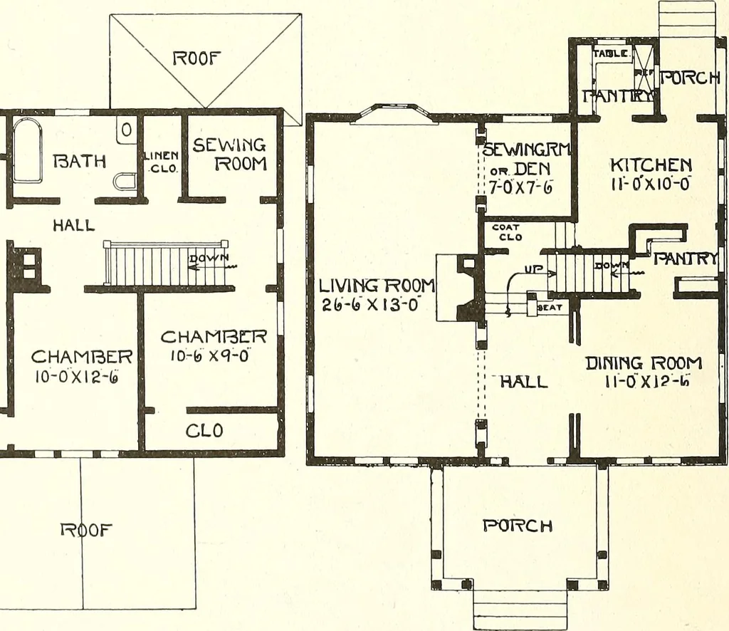 An illustration from The plan book of American dwellings : being a compilation of original home designs, showing actual photographic exteriors and floor plans of moderately priced bungalows, cottages, residences, 1914, leaf 79