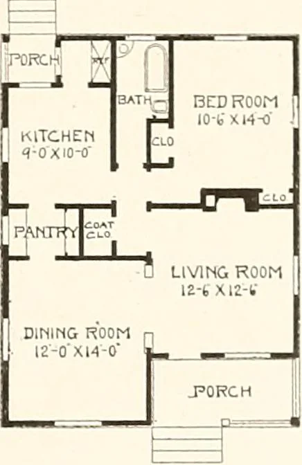 An illustration from The plan book of American dwellings : being a compilation of original home designs, showing actual photographic exteriors and floor plans of moderately priced bungalows, cottages, residences, 1914, leaf 80
