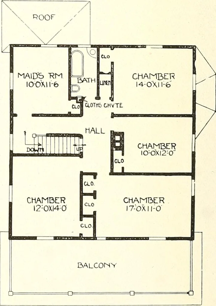 An illustration from The plan book of American dwellings : being a compilation of original home designs, showing actual photographic exteriors and floor plans of moderately priced bungalows, cottages, residences, 1914, leaf 81