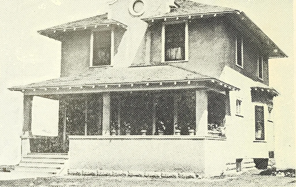An illustration from The plan book of American dwellings : being a compilation of original home designs, showing actual photographic exteriors and floor plans of moderately priced bungalows, cottages, residences, 1914, leaf 83