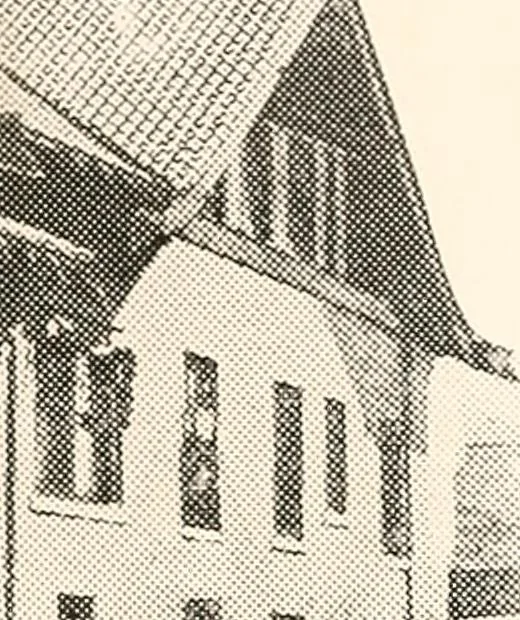 An illustration from The plan book of American dwellings : being a compilation of original home designs, showing actual photographic exteriors and floor plans of moderately priced bungalows, cottages, residences, 1914, leaf 86