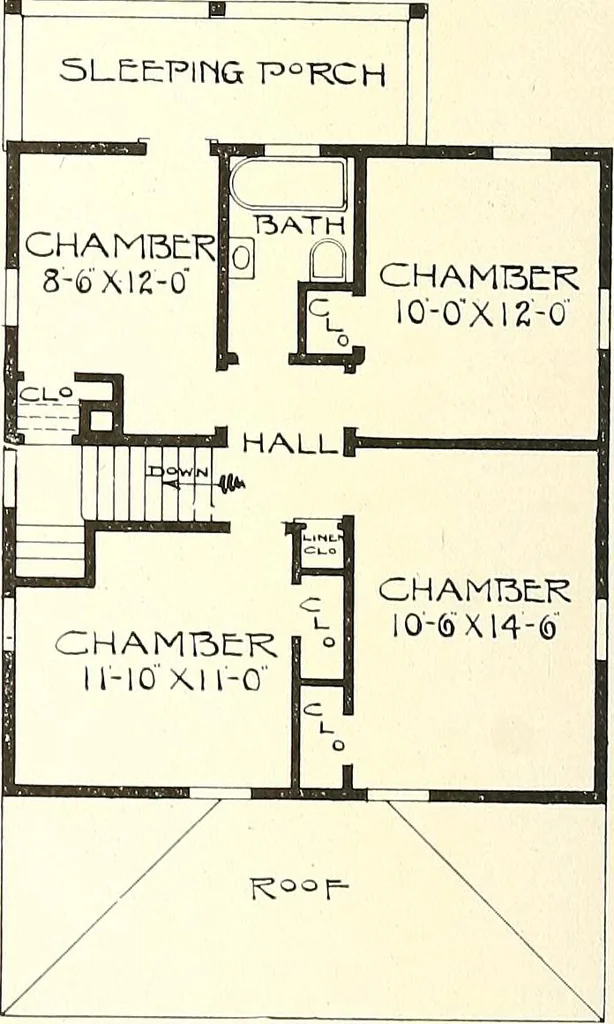 An illustration from The plan book of American dwellings : being a compilation of original home designs, showing actual photographic exteriors and floor plans of moderately priced bungalows, cottages, residences, 1914, leaf 89