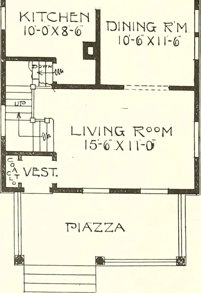 An illustration from The plan book of American dwellings : being a compilation of original home designs, showing actual photographic exteriors and floor plans of moderately priced bungalows, cottages, residences, 1914, leaf 91