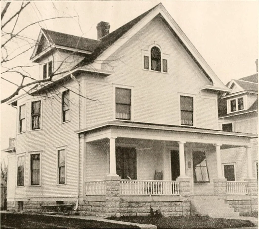 An illustration from The plan book of American dwellings : being a compilation of original home designs, showing actual photographic exteriors and floor plans of moderately priced bungalows, cottages, residences, 1914, leaf 92