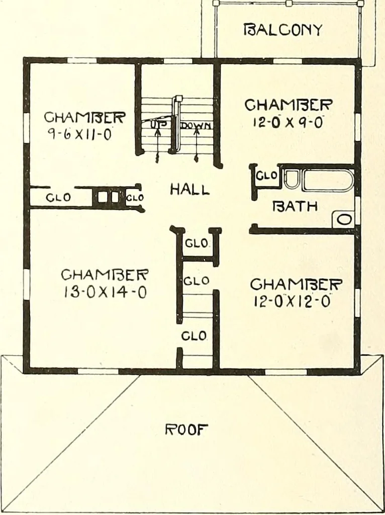 An illustration from The plan book of American dwellings : being a compilation of original home designs, showing actual photographic exteriors and floor plans of moderately priced bungalows, cottages, residences, 1914, leaf 95