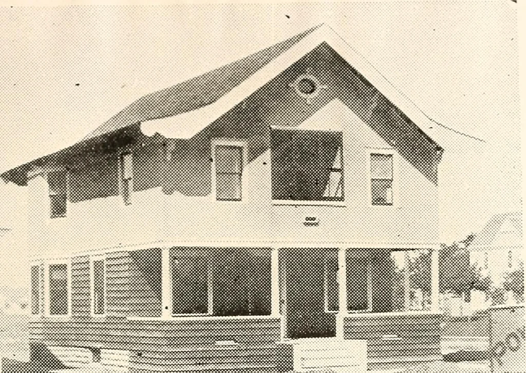 An illustration from The plan book of American dwellings : being a compilation of original home designs, showing actual photographic exteriors and floor plans of moderately priced bungalows, cottages, residences, 1914, leaf 96