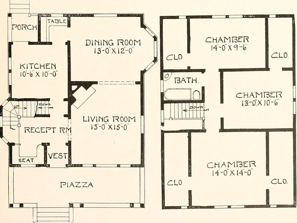 An illustration from The plan book of American dwellings : being a compilation of original home designs, showing actual photographic exteriors and floor plans of moderately priced bungalows, cottages, residences, 1914, leaf 98