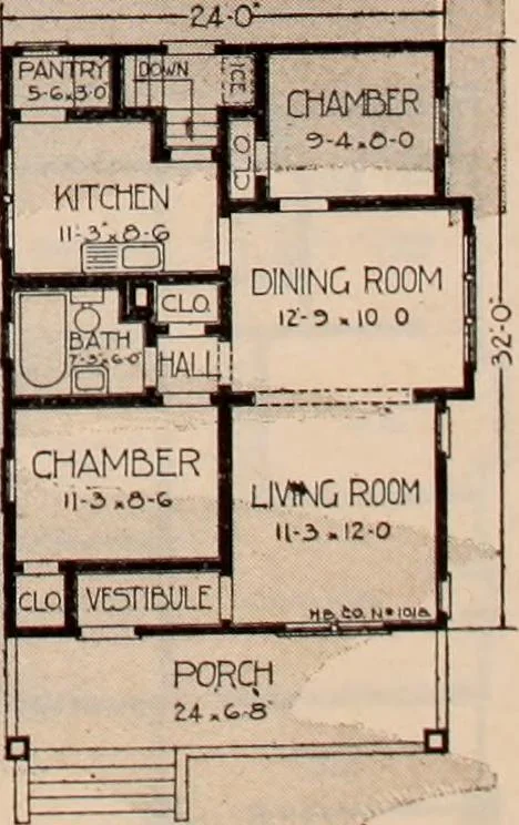 An illustration from Plan book of Harris homes : book number seventy six, 1920, leaf 36