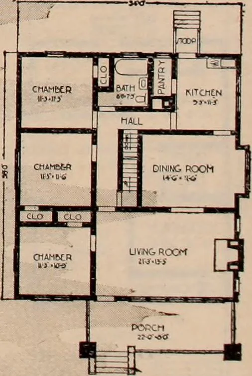 An illustration from Plan book of Harris homes : book number seventy six, 1920, leaf 37