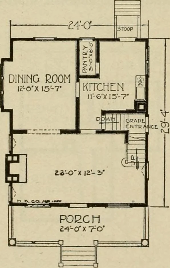 An illustration from Plan book of Harris homes : book number seventy six, 1920, leaf 65