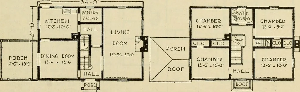 An illustration from Plan book of Harris homes : book number seventy six, 1920, leaf 80