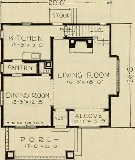 An illustration from Plan book of Harris homes : book number seventy six, 1920, leaf 82