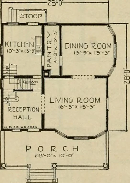 An illustration from Plan book of Harris homes : book number seventy six, 1920, leaf 85