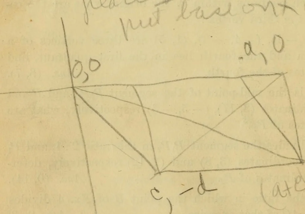 An illustration from Plane and solid analytic geometry, 1921, leaf 45