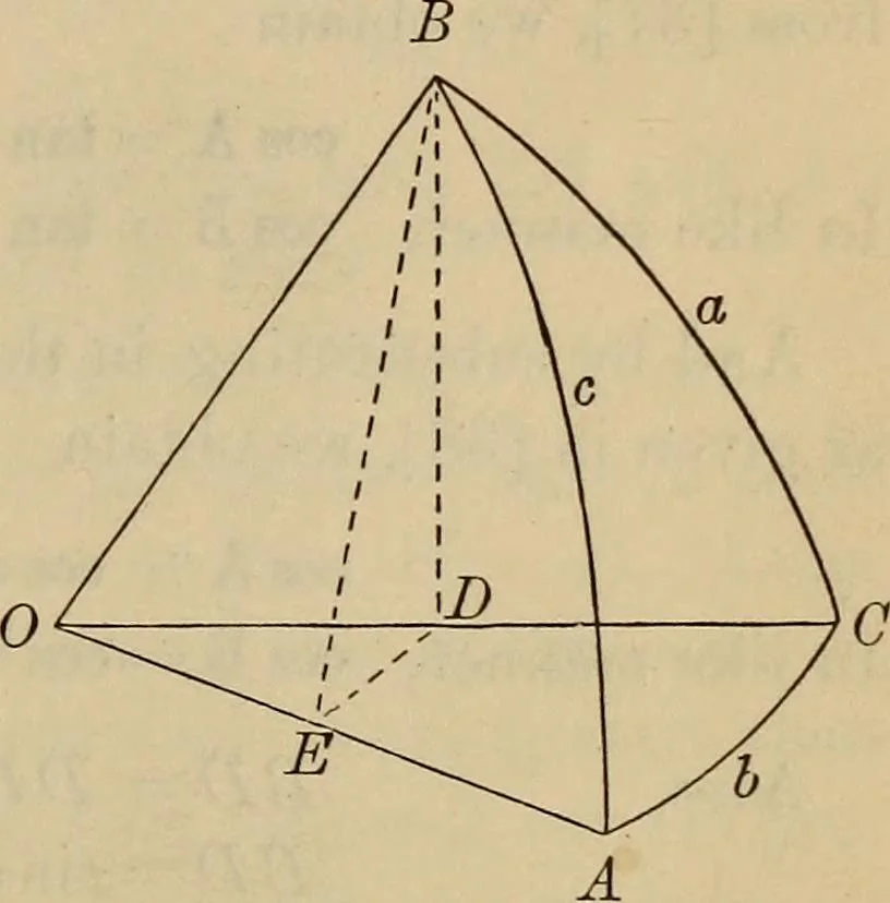 An illustration from Plane and spherical trigonometry, 1887, leaf 114