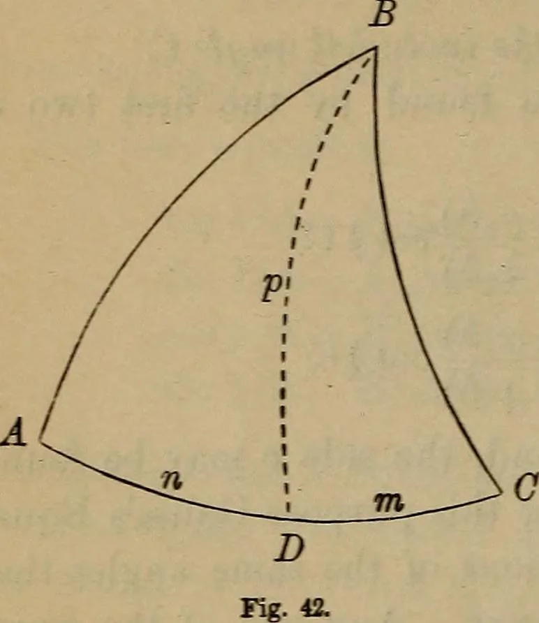 An illustration from Plane and spherical trigonometry, 1887, leaf 133