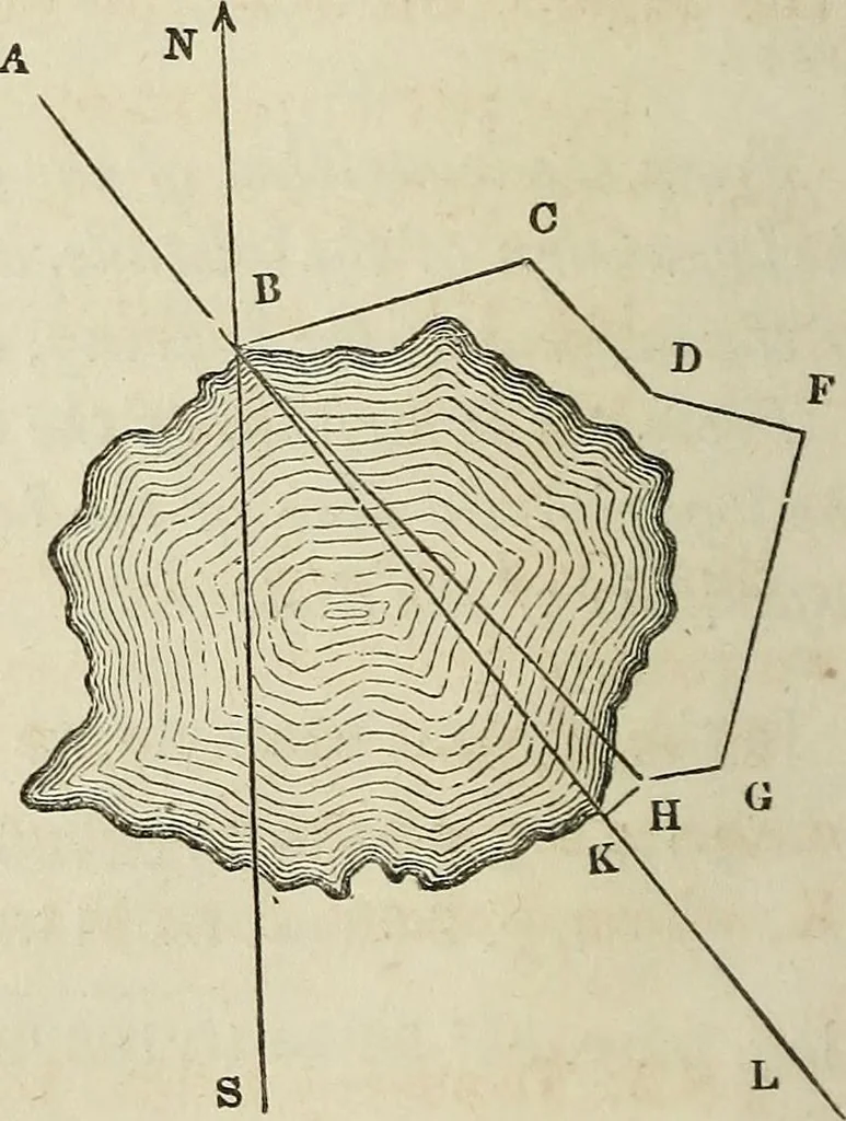 An illustration from Plane trigonometry, and its application to mensuration and land surveying. Accompanied with all the necessary logarithmic and trigonometric tables, 1852, leaf 133