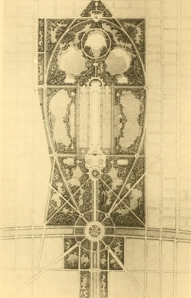 An illustration from Plan of Chicago prepared under the direction of the Commercial club during the years 1906, 1907, and 1908, 1909, leaf 101