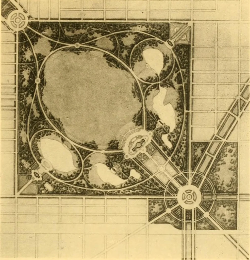 An illustration from Plan of Chicago prepared under the direction of the Commercial club during the years 1906, 1907, and 1908, 1909, leaf 102