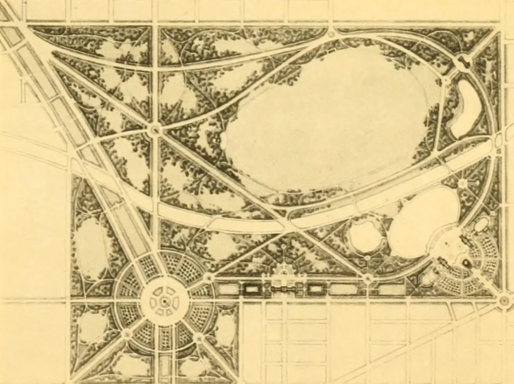 An illustration from Plan of Chicago prepared under the direction of the Commercial club during the years 1906, 1907, and 1908, 1909, leaf 102