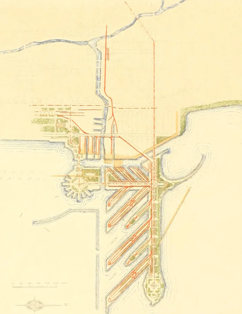 An illustration from Plan of Chicago prepared under the direction of the Commercial club during the years 1906, 1907, and 1908, 1909, leaf 109