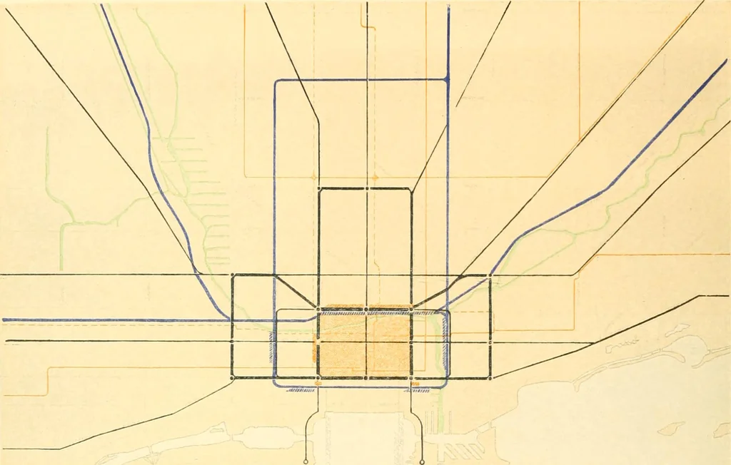 An illustration from Plan of Chicago prepared under the direction of the Commercial club during the years 1906, 1907, and 1908, 1909, leaf 115