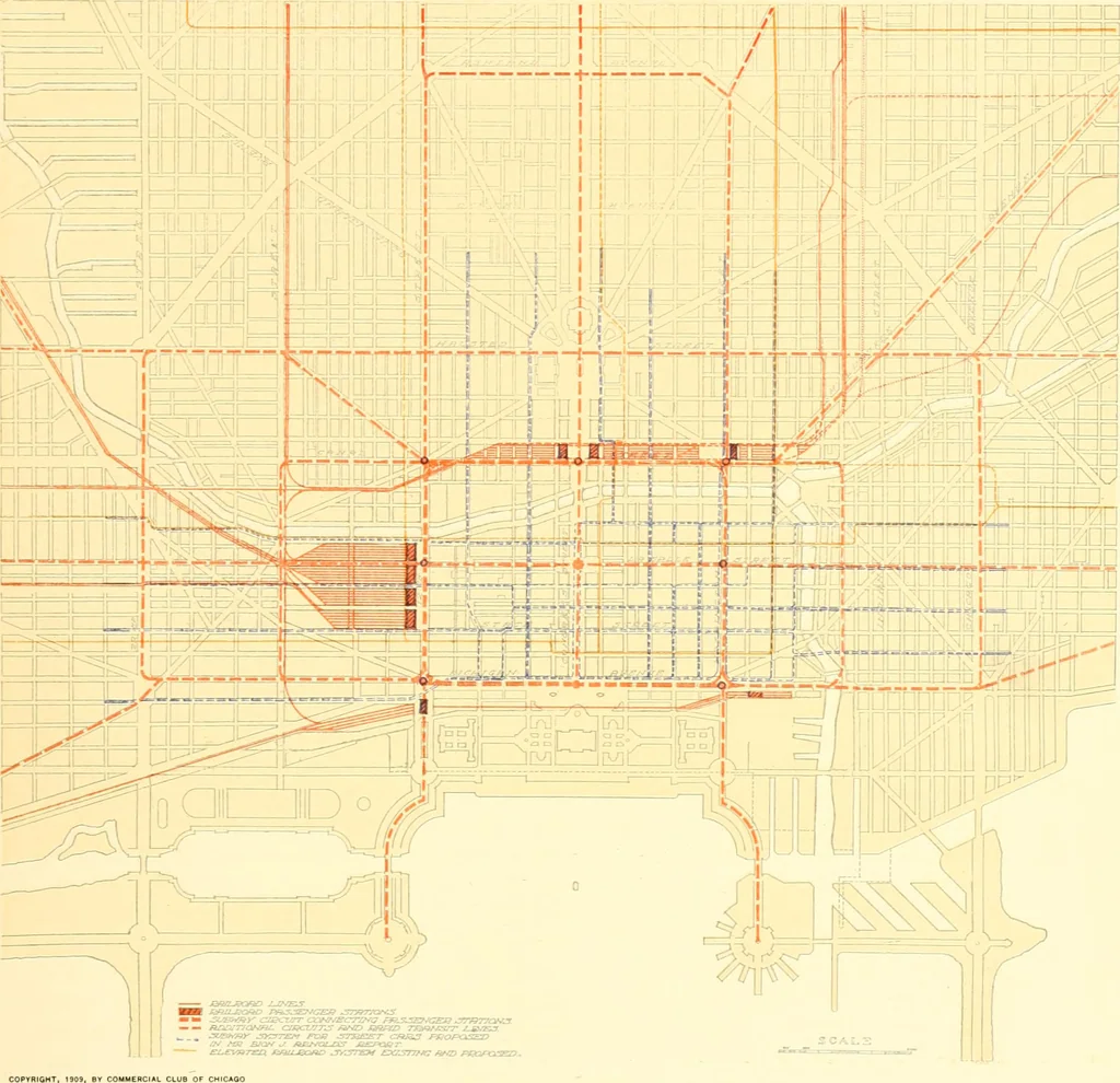 An illustration from Plan of Chicago prepared under the direction of the Commercial club during the years 1906, 1907, and 1908, 1909, leaf 120