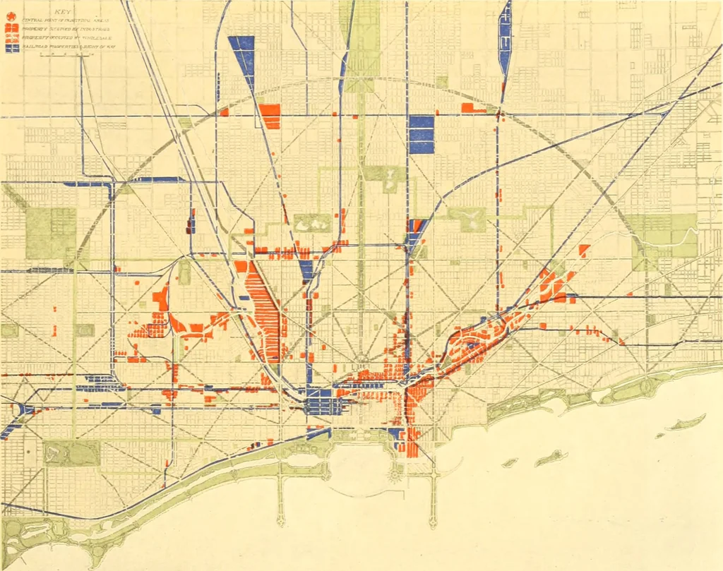 An illustration from Plan of Chicago prepared under the direction of the Commercial club during the years 1906, 1907, and 1908, 1909, leaf 122