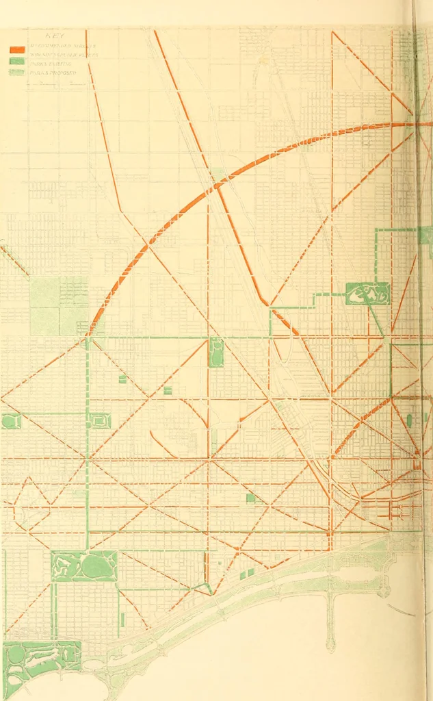 An illustration from Plan of Chicago prepared under the direction of the Commercial club during the years 1906, 1907, and 1908, 1909, leaf 131