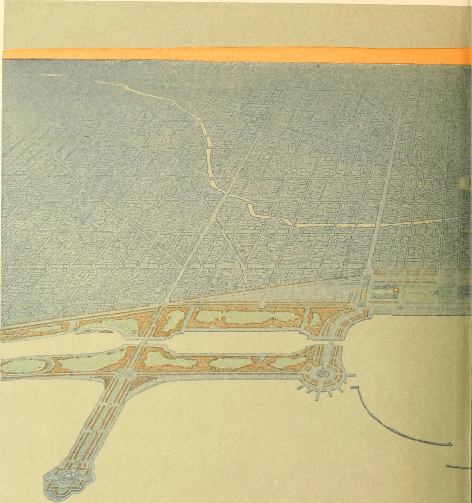 An illustration from Plan of Chicago prepared under the direction of the Commercial club during the years 1906, 1907, and 1908, 1909, leaf 135