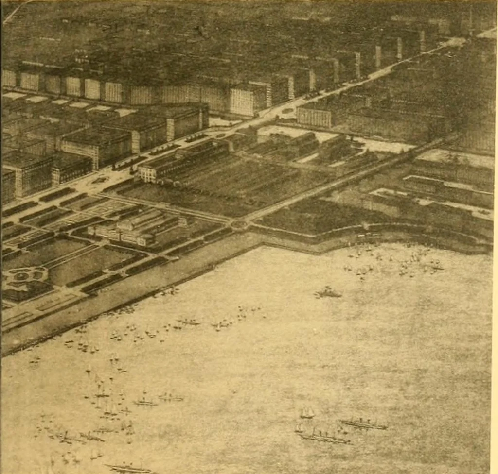 An illustration from Plan of Chicago prepared under the direction of the Commercial club during the years 1906, 1907, and 1908, 1909, leaf 168