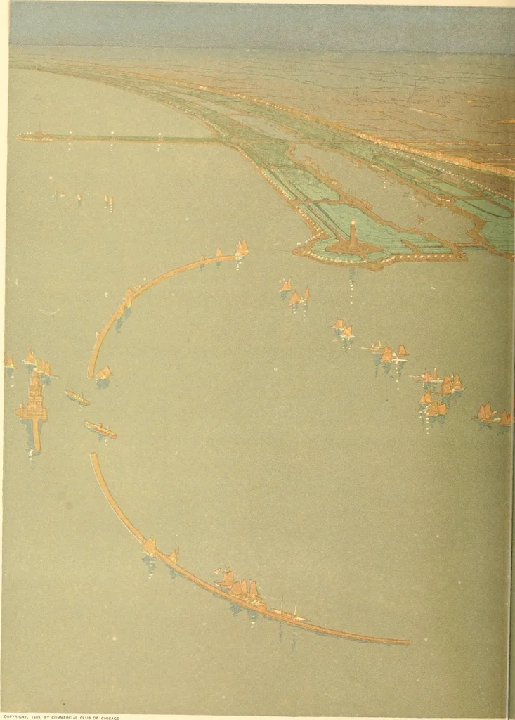 An illustration from Plan of Chicago prepared under the direction of the Commercial club during the years 1906, 1907, and 1908, 1909, leaf 197