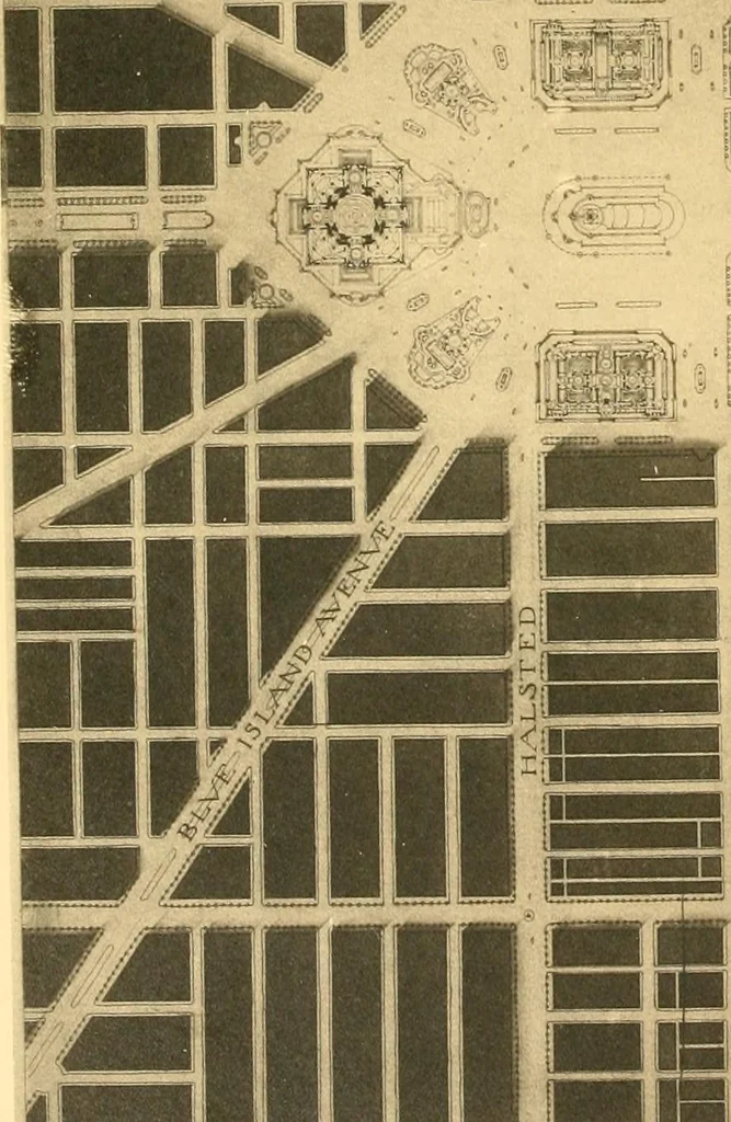 An illustration from Plan of Chicago prepared under the direction of the Commercial club during the years 1906, 1907, and 1908, 1909, leaf 205