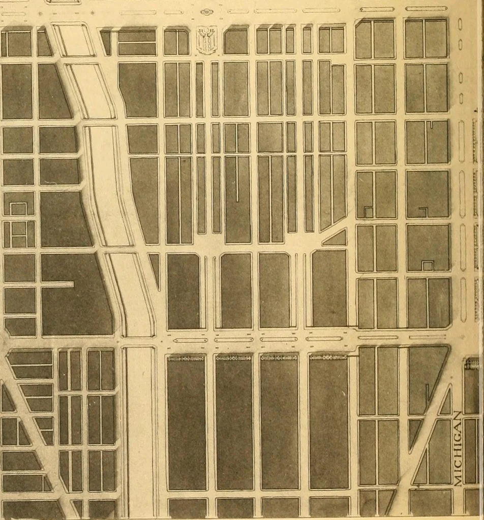 An illustration from Plan of Chicago prepared under the direction of the Commercial club during the years 1906, 1907, and 1908, 1909, leaf 205