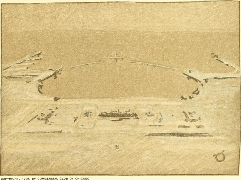 An illustration from Plan of Chicago prepared under the direction of the Commercial club during the years 1906, 1907, and 1908, 1909, leaf 72